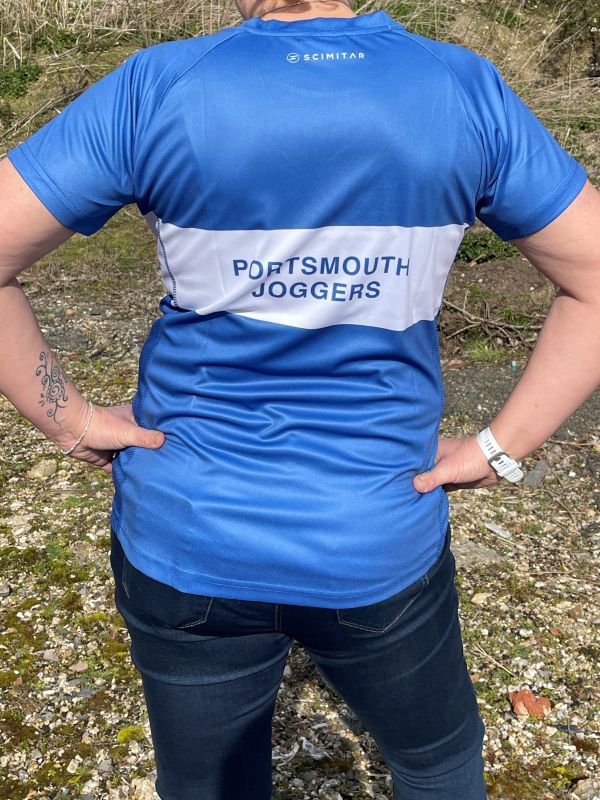 Blue and White Ladies Club T-Shirt (as viewed the rear)