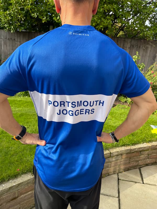 Blue and White Club T-Shirt (as viewed the rear)